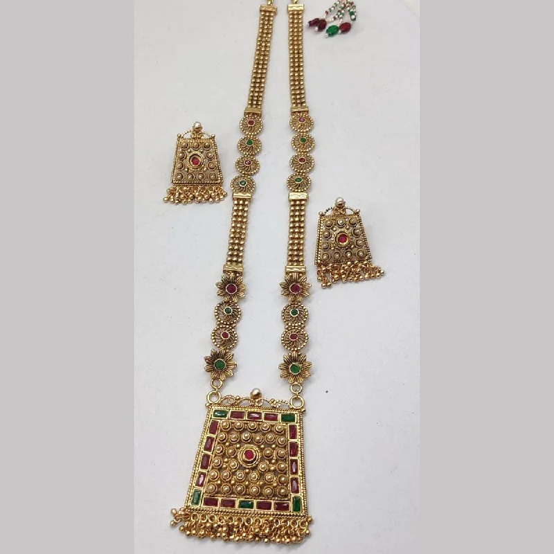 Colorful Crystal Necklaces-Manisha Jewellery Gold Plated Pota Stone Necklace Set