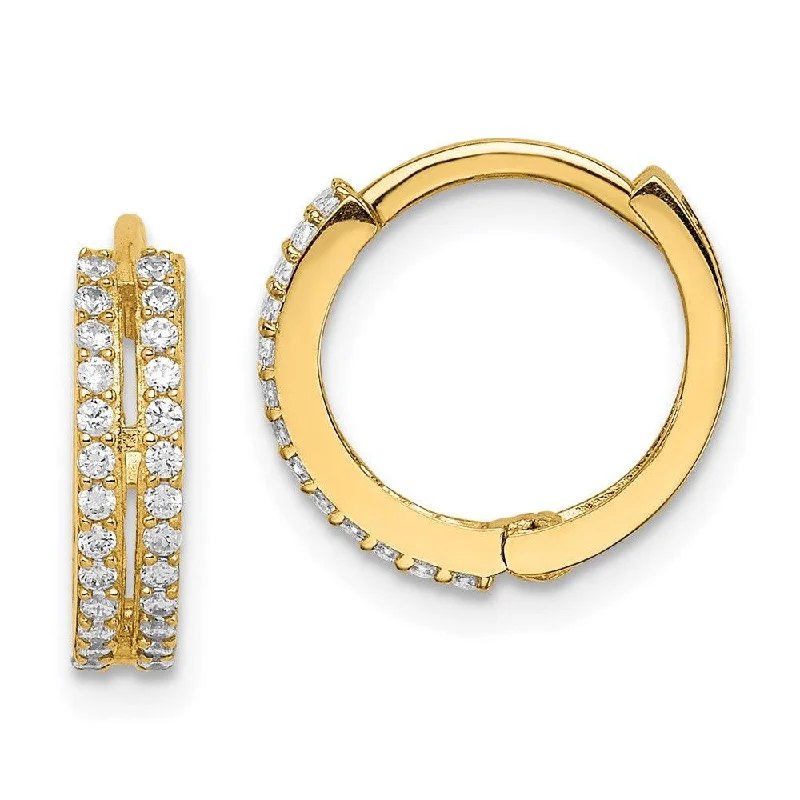 Stylish Hoop Earrings for Women-Madi K Kid's 14k  CZ Hinged Hoop Earrings