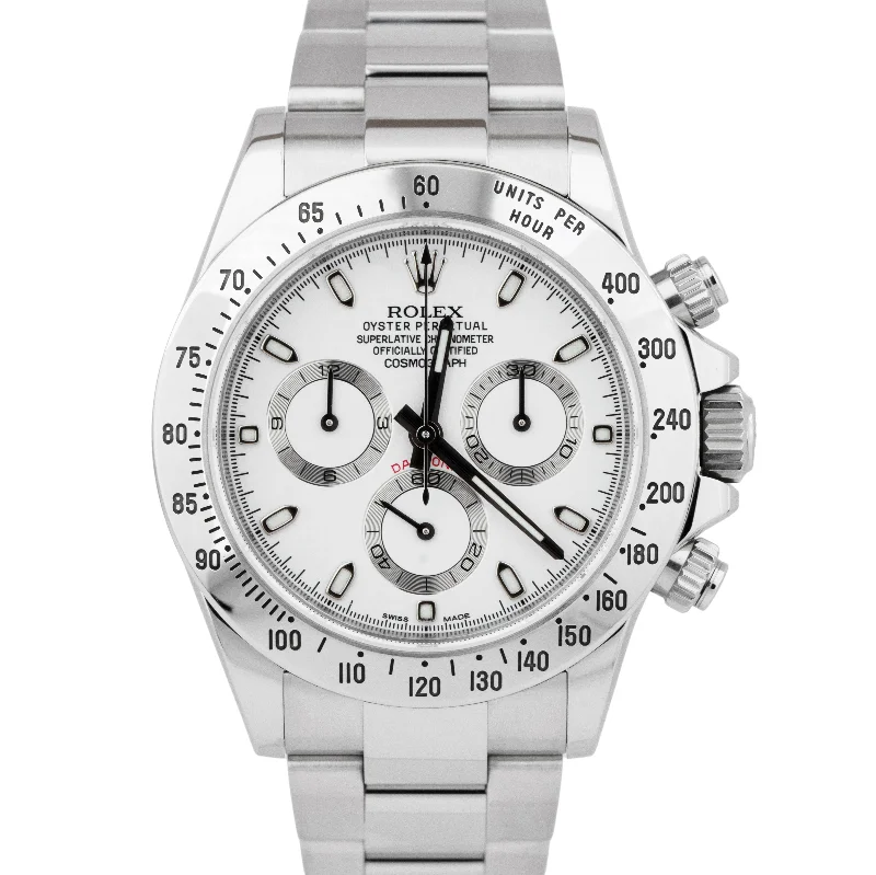 Men’s Watches with Military Style-Rolex Daytona Cosmograph White CHROMALIGHT REHAUT Stainless 40mm 116520 Watch