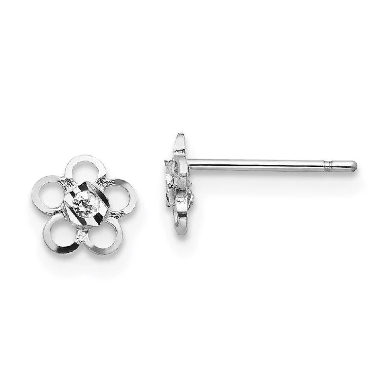 Cute Butterfly Earrings-Madi K Kid's 14k White Gold  CZ Flower Post Earrings