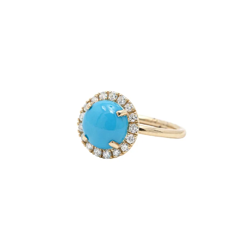 Elegant Gold Rings-Yellow Gold & Turquoise Aura Ring I