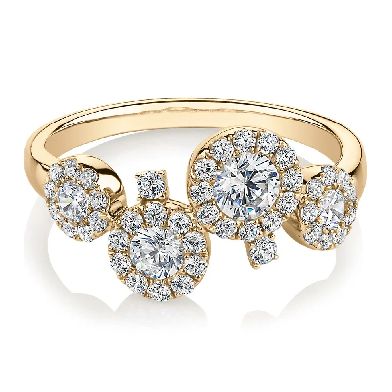 Unique Wedding Bands-Celeste Dress ring with 0.92 carats* of diamond simulants in 10 carat yellow gold