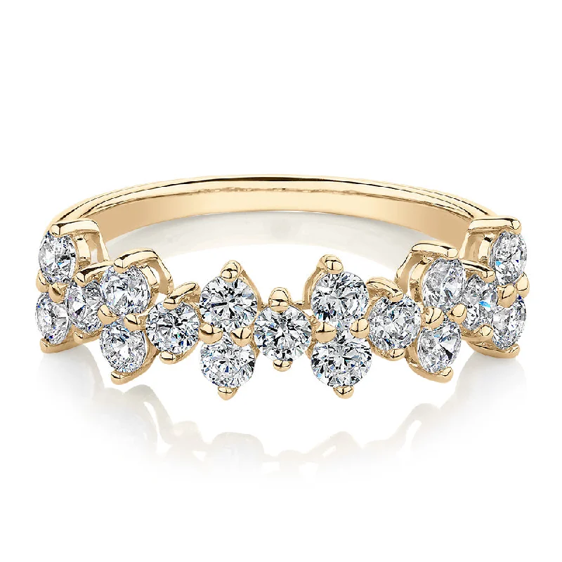 Art Deco Rings-Dress ring with 1.02 carats* of diamond simulants in 10 carat yellow gold