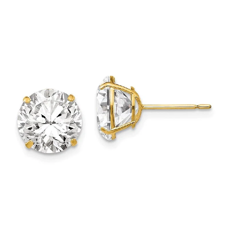 Handmade Earrings Online-14k 9mm Round CZ Post Earrings