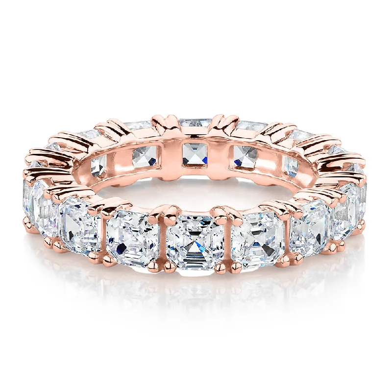 Personalized Couple’s Rings-All-rounder eternity band with 5.46 carats* of diamond simulants in 10 carat rose gold