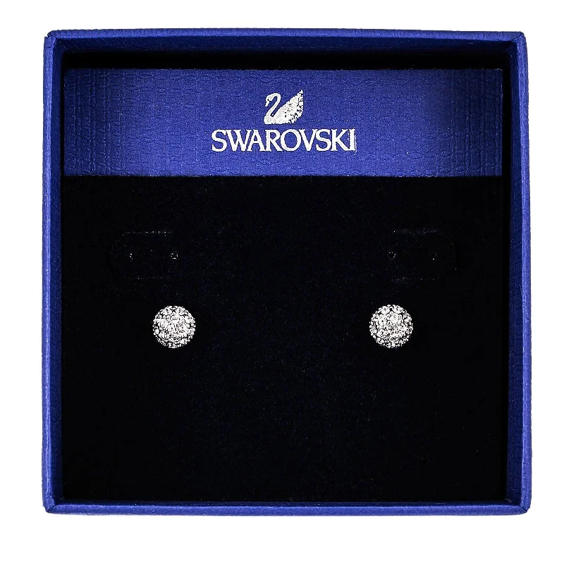 Abstract Earrings for Women-Swarovski Women's Emma Rhodium Plated Bubble Shaped Crystal Pierced Earrings, 3/8" Diameter | 1730583