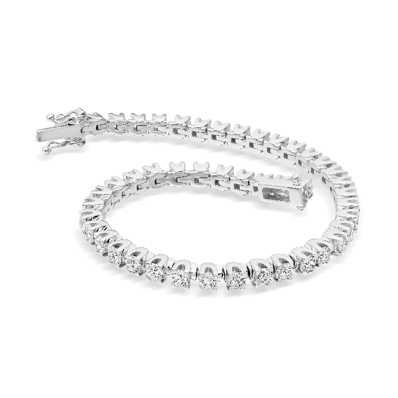 Designer Gold Bracelets-Ariel 18ct White Gold Tulip Set Diamond Bracelet