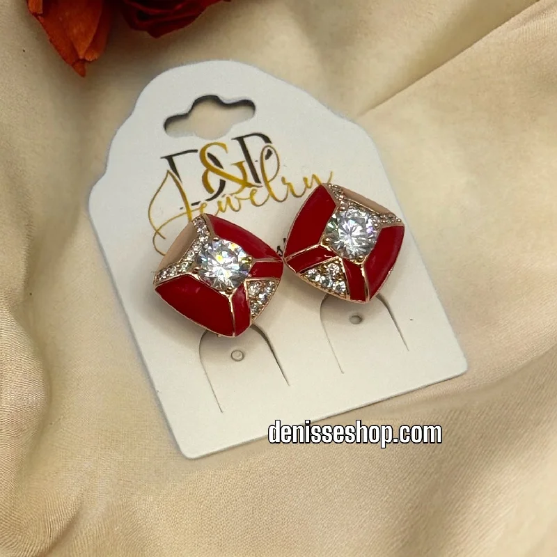 White Pearl Earrings-18K RED EARRINGS E414