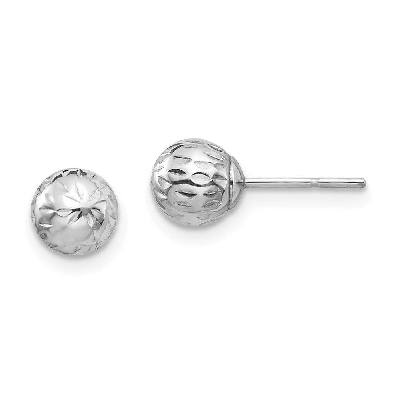 Chic Silver Dangle Earrings-Madi K Kid's 14K White Gold  Diamond Cut 6M Ball Post Earrings