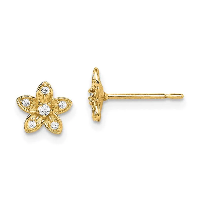 Unique Stud Earrings-Madi K Kid's 14k  CZ Flower Post Earrings