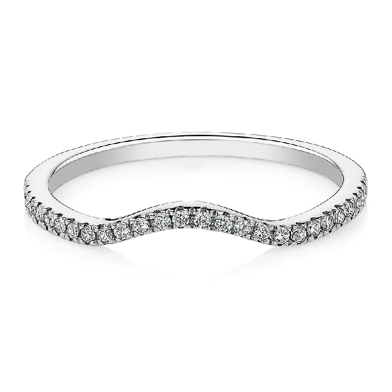 Double Band Wedding Rings-Curved wedding or eternity band in 14 carat white gold