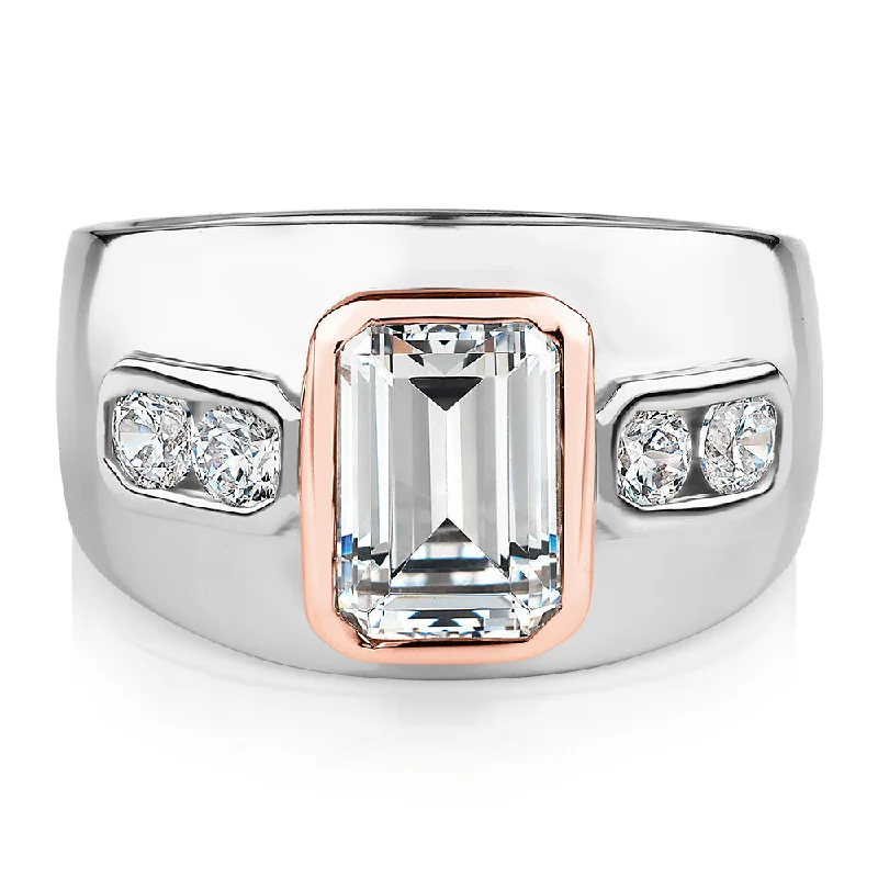 Wedding Rings with Colored Stones-Synergy dress ring with 2.61 carats* of diamond simulants in 10 carat rose gold and sterling silver