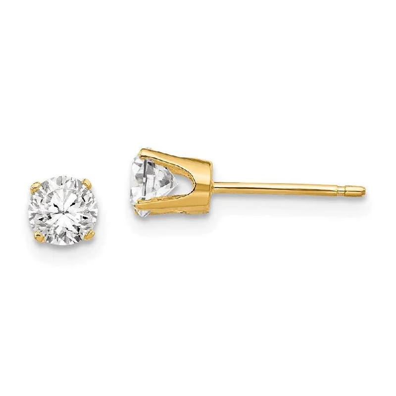 Fashionable Drop Earrings-14k 4.25mm CZ stud earrings