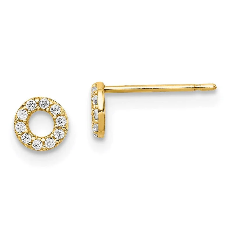 Elegant Crystal Earrings-Madi K Kid's 14k Yellow Gold  Circle CZ Post Earrings