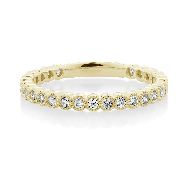 Custom Wedding Bands-Wedding or eternity band with 0.4 carats* of diamond simulants in 10 carat yellow gold