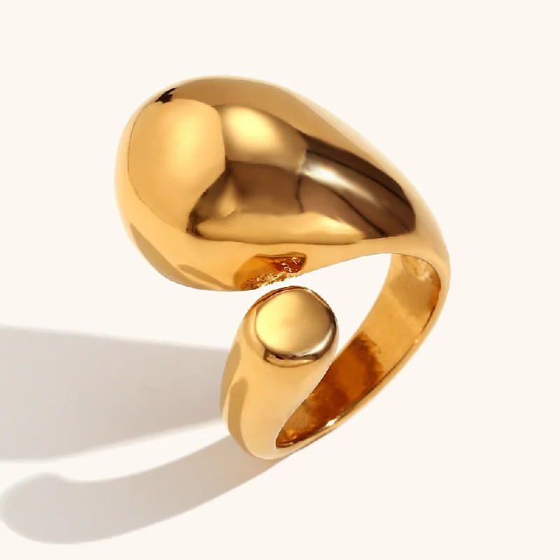 Simple Gold Rings for Women-Bold drop Ring