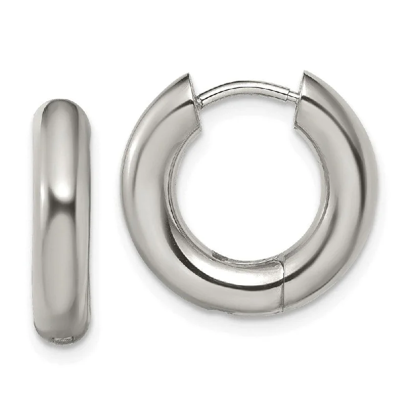 Minimalist Earrings for Everyday-Stainless Steel Polished 4mm Hinged Hoop Earrings