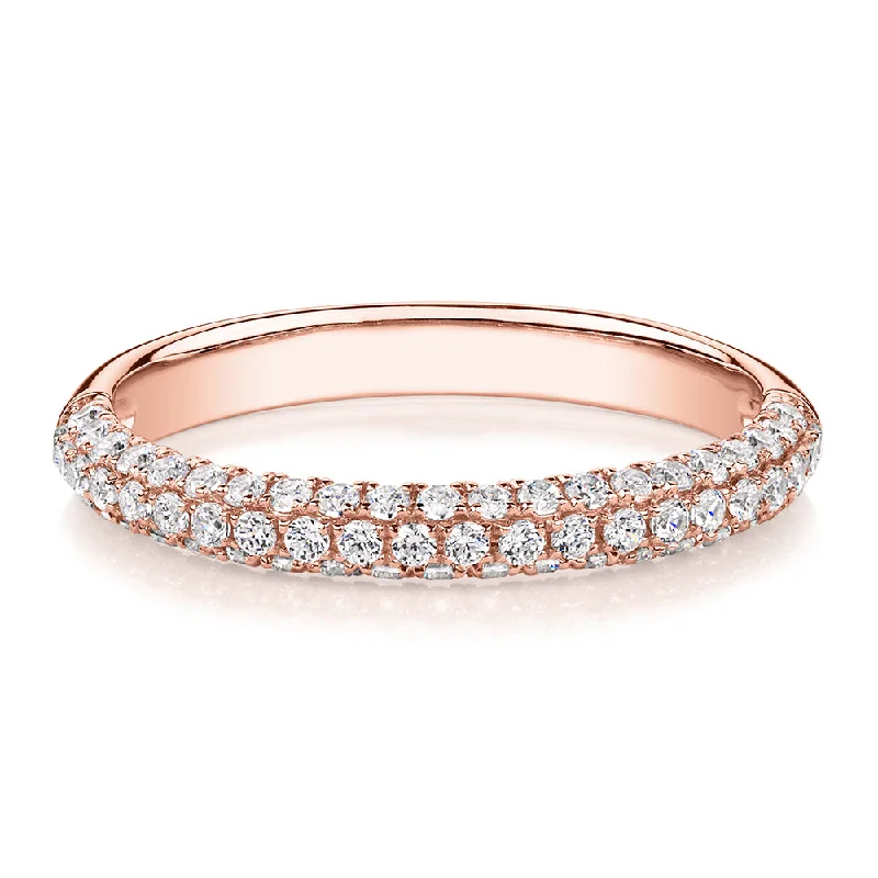 Simple Gold Rings for Women-Wedding or eternity band with 0.43 carats* of diamond simulants in 10 carat rose gold