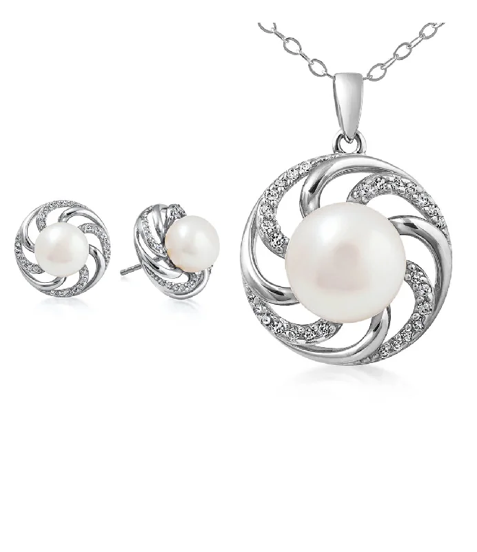 Heart Shaped Necklaces-Paradis Pearl Necklace & Earrings Set