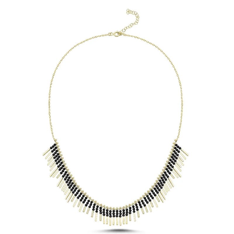 Affordable Necklaces for Women-Golden Black Necklace