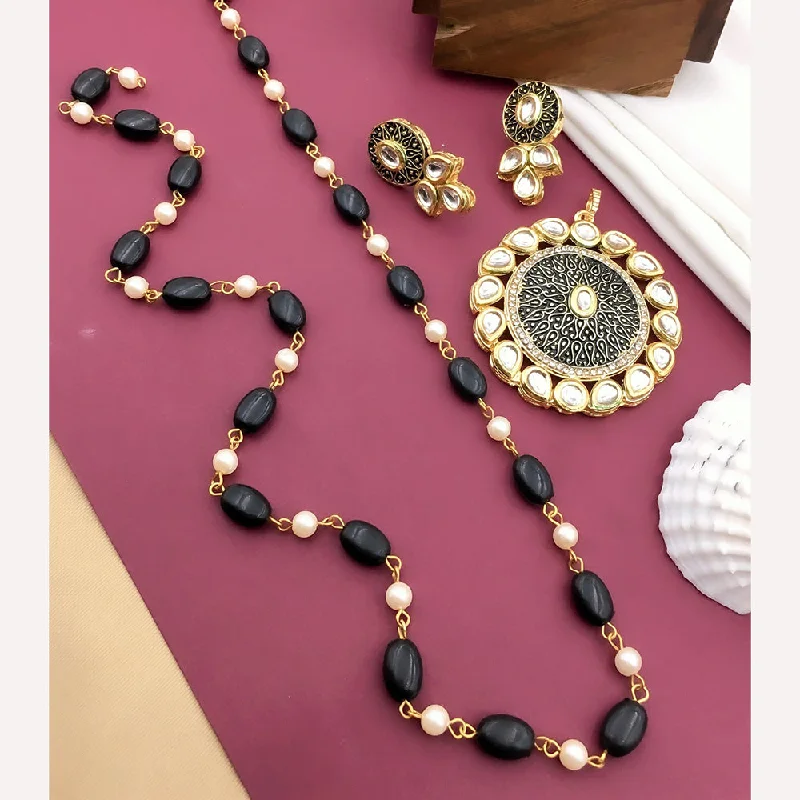 Personalized Initial Necklaces-Shree Jai Sai Art Kundan and Beads Long Necklace Set