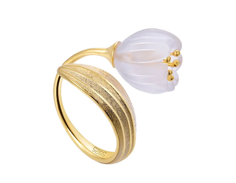 Large Gold Cocktail Rings-Lily of the Valley Ring