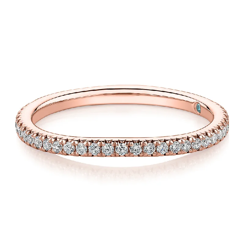 Birthstone Rings for Men-Premium Lab-Grown Diamond, 0.23 carat TW round brilliant curved wedding or eternity band in 14 carat rose gold