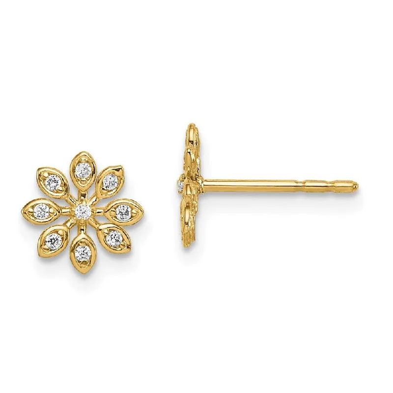 Elegant Bead Earrings-Madi K Kid's 14k  CZ Flower Post Earrings