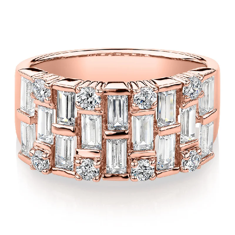 Wedding Rings with Colored Stones-Dress ring with 2.44 carats* of diamond simulants in 10 carat rose gold