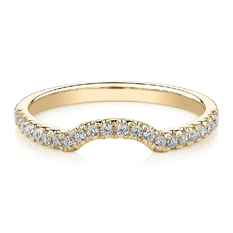 Men's Fashion Rings-Curved wedding or eternity band in 10 carat yellow gold