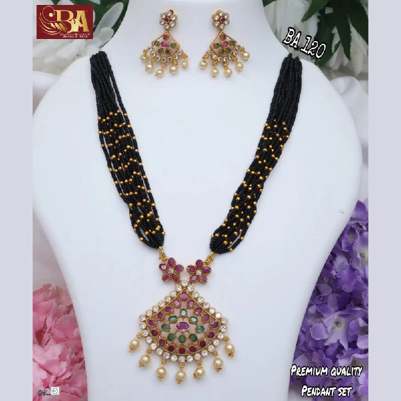 Dainty Pearl Necklaces-Bhargav Arts Gold Plated Long Necklace Set