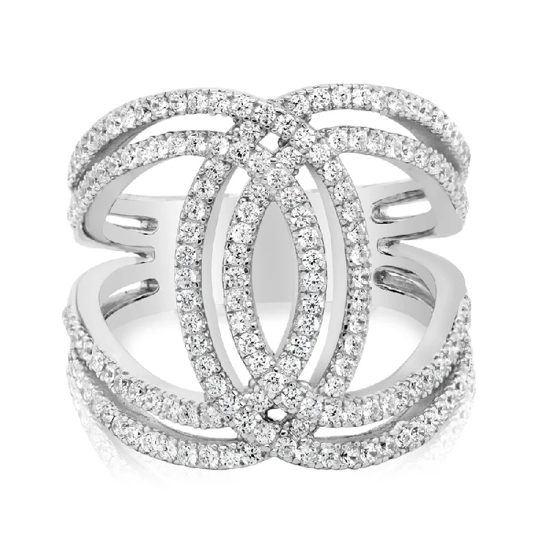 Simple Wedding Rings-Dress ring with 0.82 carats* of diamond simulants in sterling silver