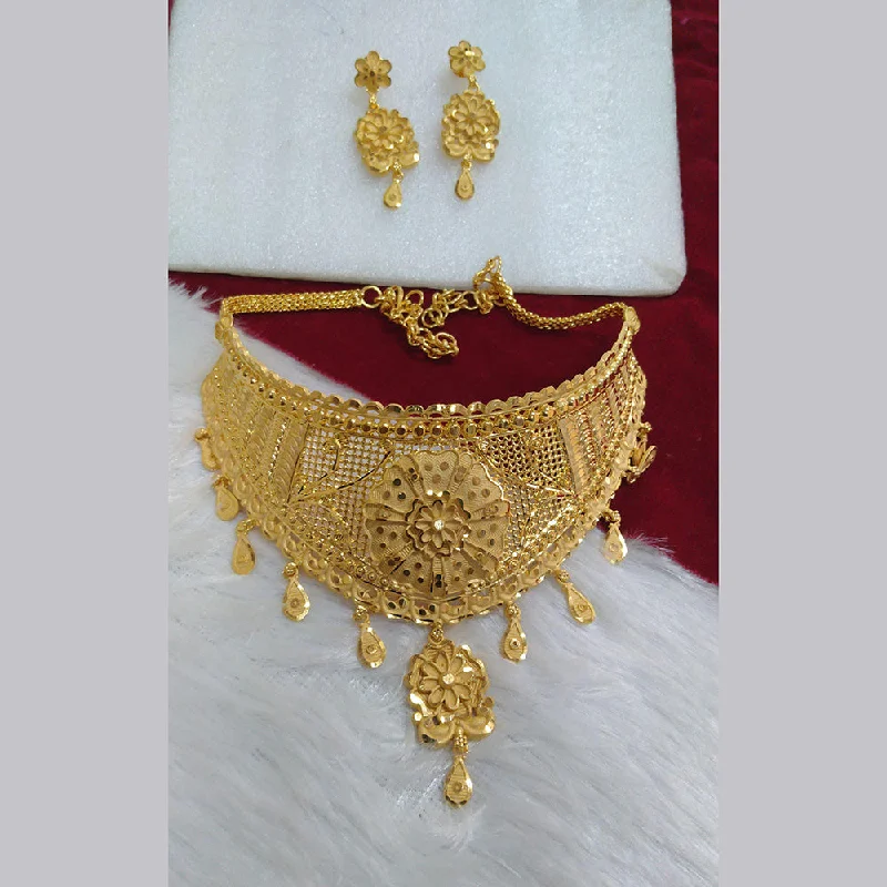 Gold Chain Necklaces for Women-Pari Art Jewellery Forming Choker Necklace Set