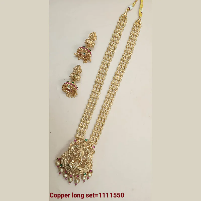 Art Deco Necklaces-Padmawati Bangles Gold Plated Pota Stone Long Necklace Set