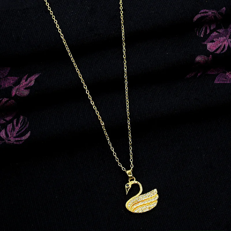 Natural Gemstone Pendant Necklaces-Mahavir Gold Plated Duck Austrian Stone Necklace