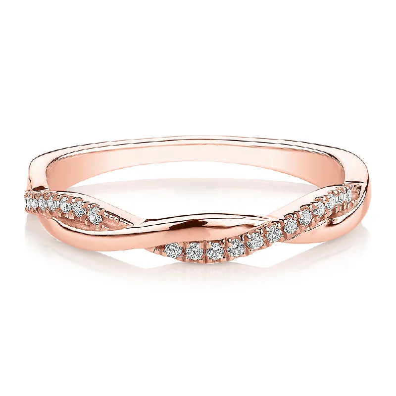 Statement Sapphire Rings-Round Brilliant wedding or eternity band in 14 carat rose gold