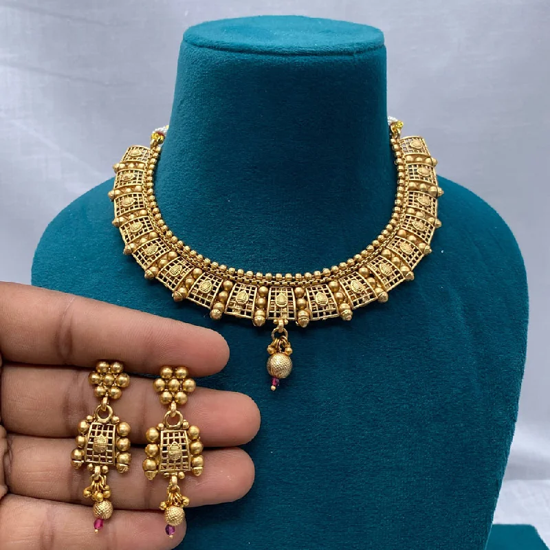 Silver Pendant Necklaces-Amoliya Jewels Gold Plated Necklace Set