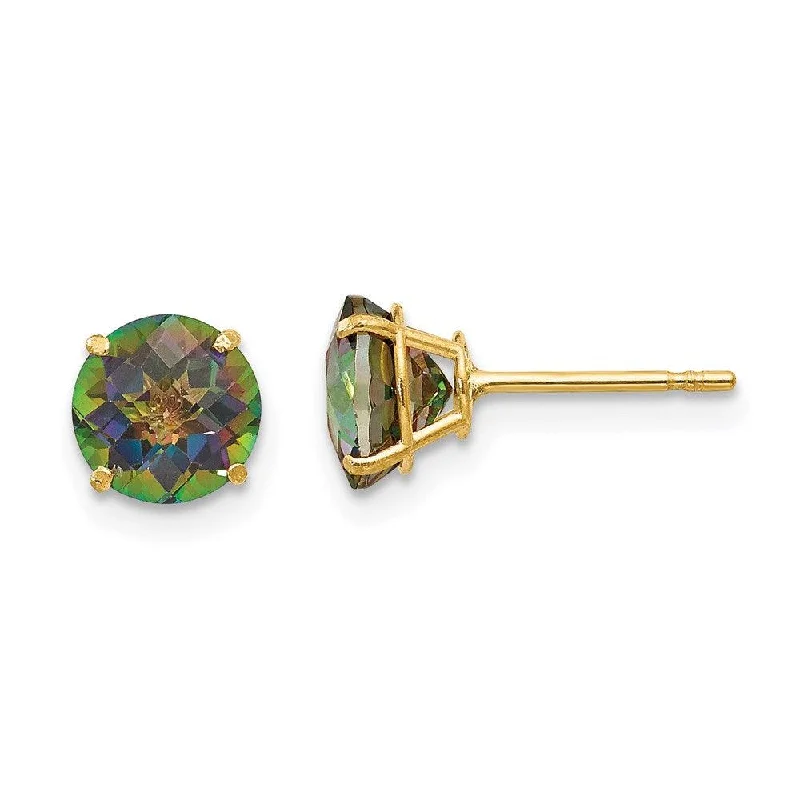 Abstract Earrings for Women-Madi K Kid's 14k  Round Mystic Topaz 6mm Post Earrings