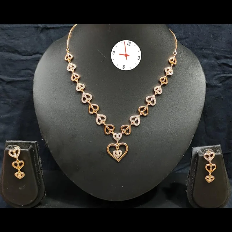 Elegant Layered Gold Necklaces-Manisha Jewellery Austrian Stone Heart Shape Necklace Set