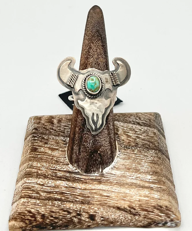 Rose Gold Diamond Rings-Ring- Reagan Hough Cattle Skull Silver Turquoise