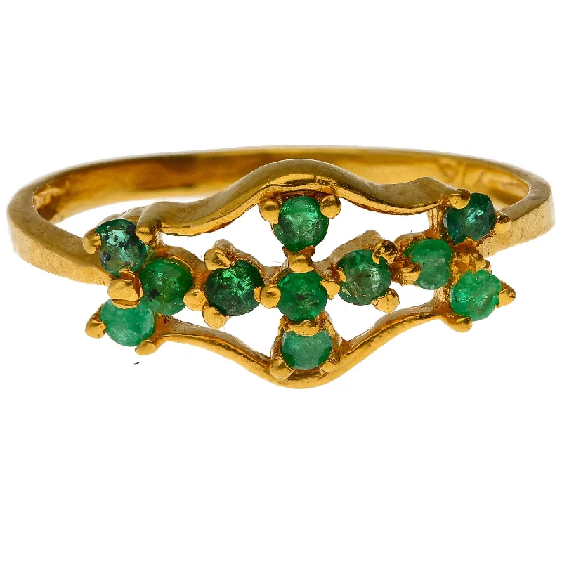 Silver Stackable Rings-22K Yellow Gold & Emerald Aristocrat Ring