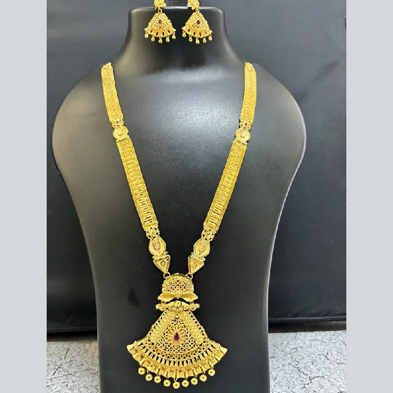 Long Chain Necklaces-Pari Art Jewellery Forming Gold Long Necklace Set