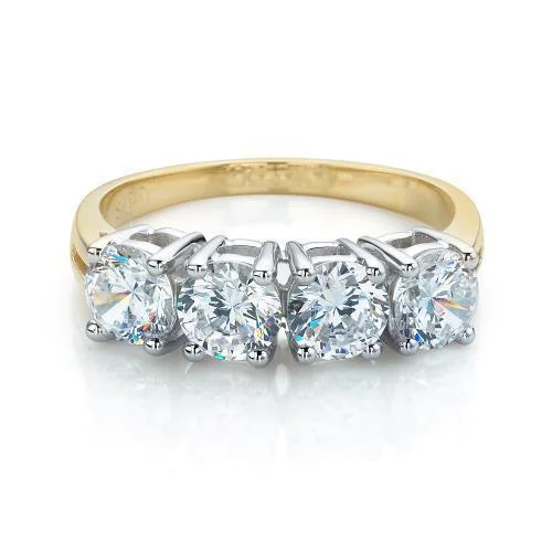 Classic Engagement Rings for Women-Dress ring with 1.84 carats* of diamond simulants in 10 carat yellow and white gold