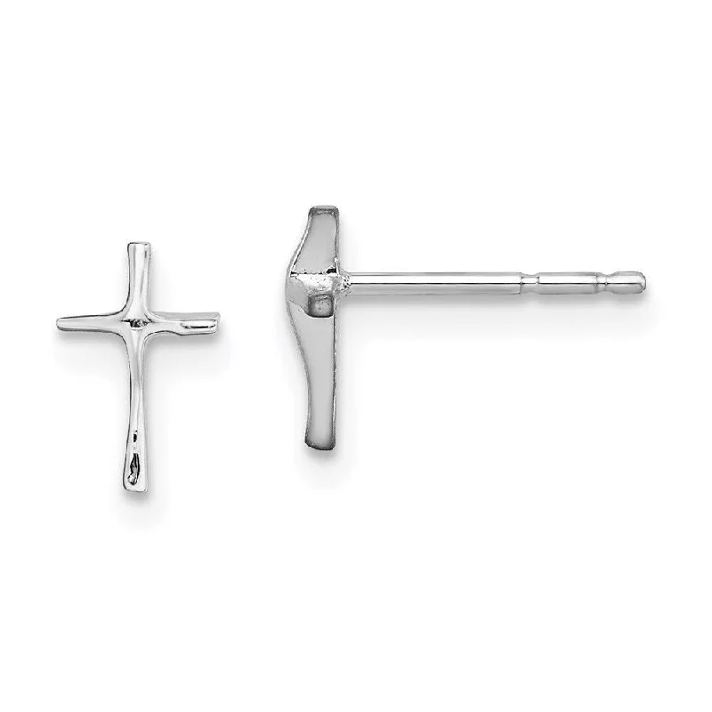 Classy Diamond Earrings-Madi K Kid's 14k  White Gold Cross Post Earrings