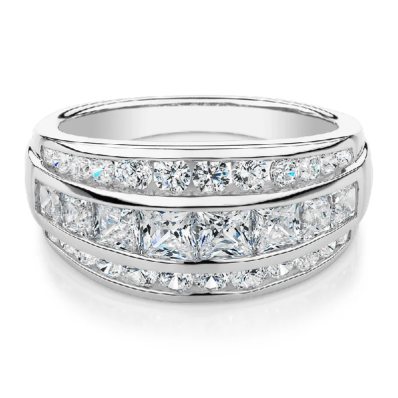 Personalized Name Rings-Dress ring with 2.42 carats* of diamond simulants in 10 carat white gold