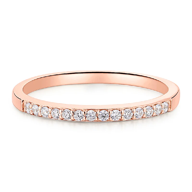 Custom Wedding Rings with Birthstones-Wedding or eternity band in 14 carat rose gold