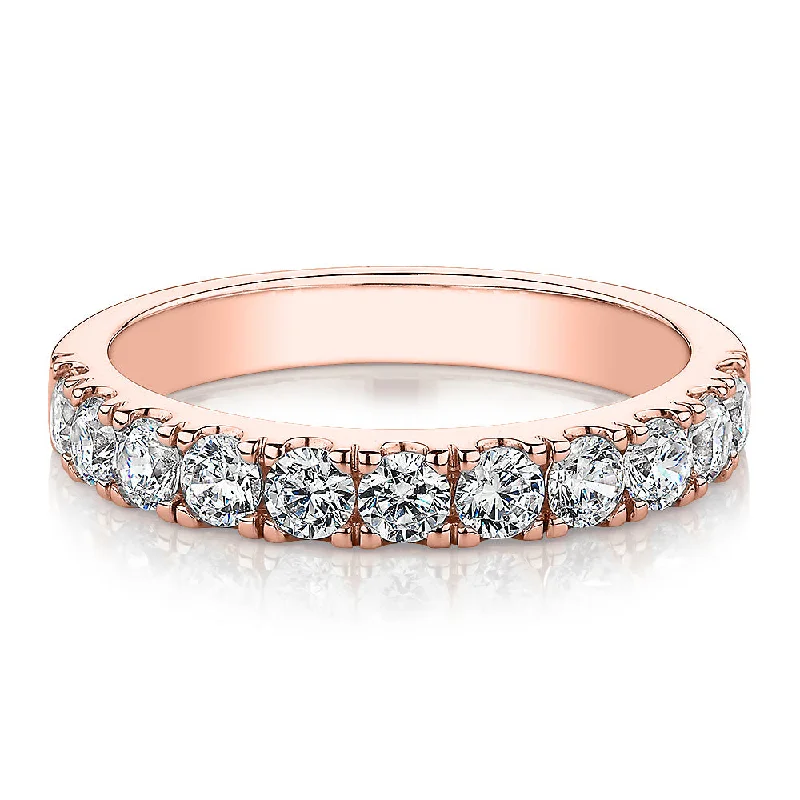 Stackable Diamond Rings-Wedding or eternity band with 0.88 carats* of diamond simulants in 14 carat rose gold