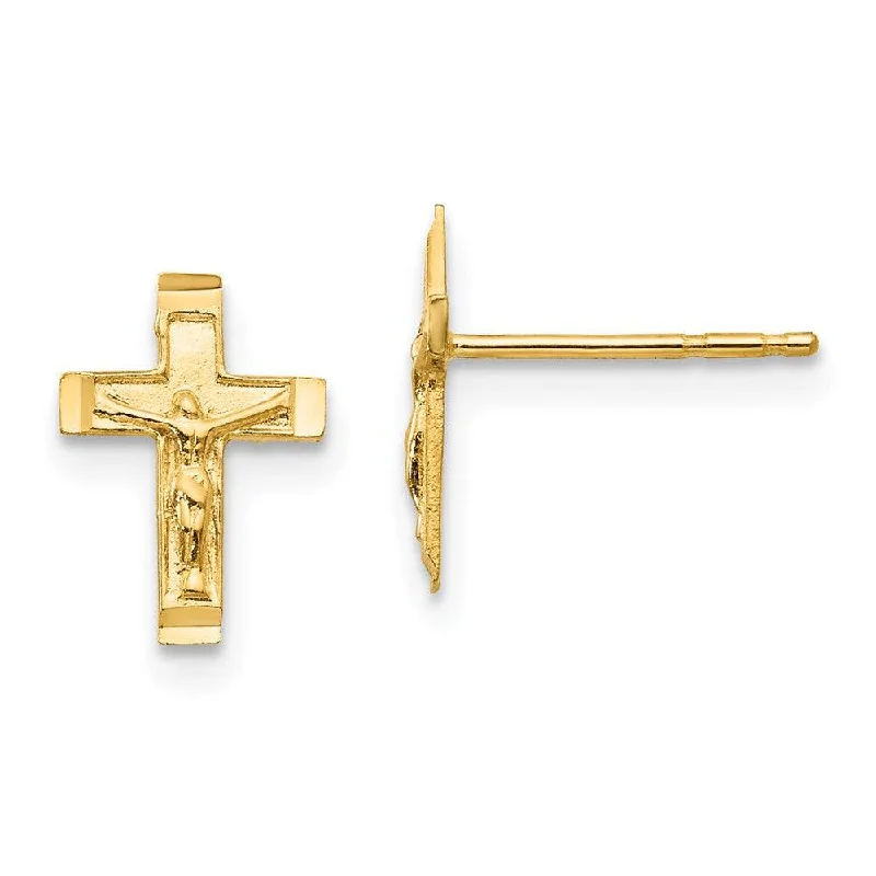 Gemstone Stud Earrings-Madi K Kid's 14k  Crucifix Post Earrings