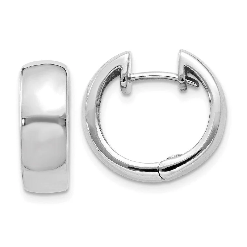 Round Earrings for Women-14k White Gold Hinged Hoop Earrings