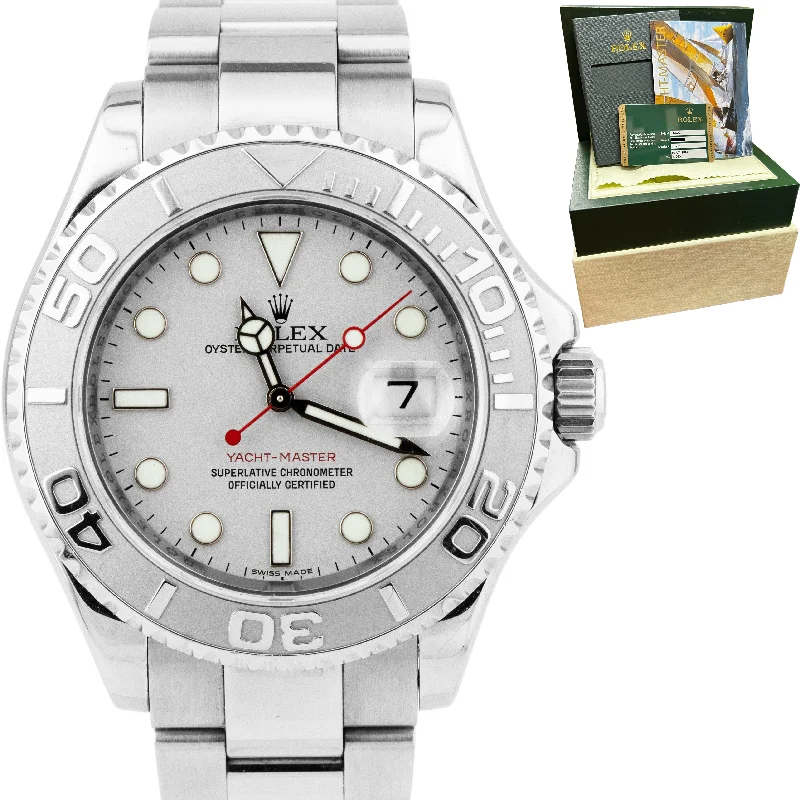 Affordable Digital Watches-Rolex Yacht-Master 16622 REHAUT Stainless Steel 950 Platinum 40mm Watch BOX CARD